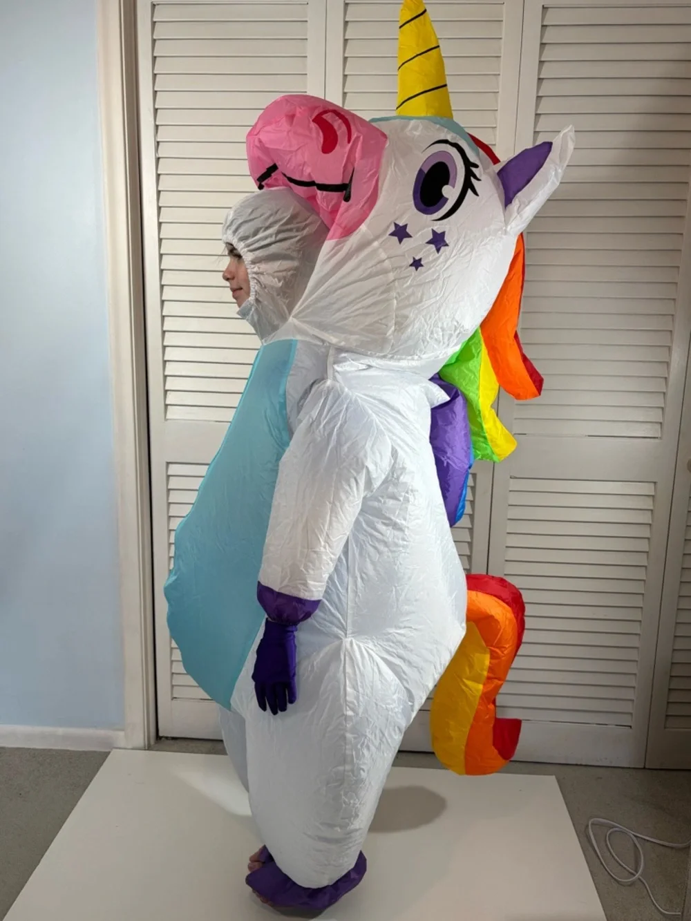Spooktacular Creations Kids Inflatable Unicorn Costume White Rainbow 4-6